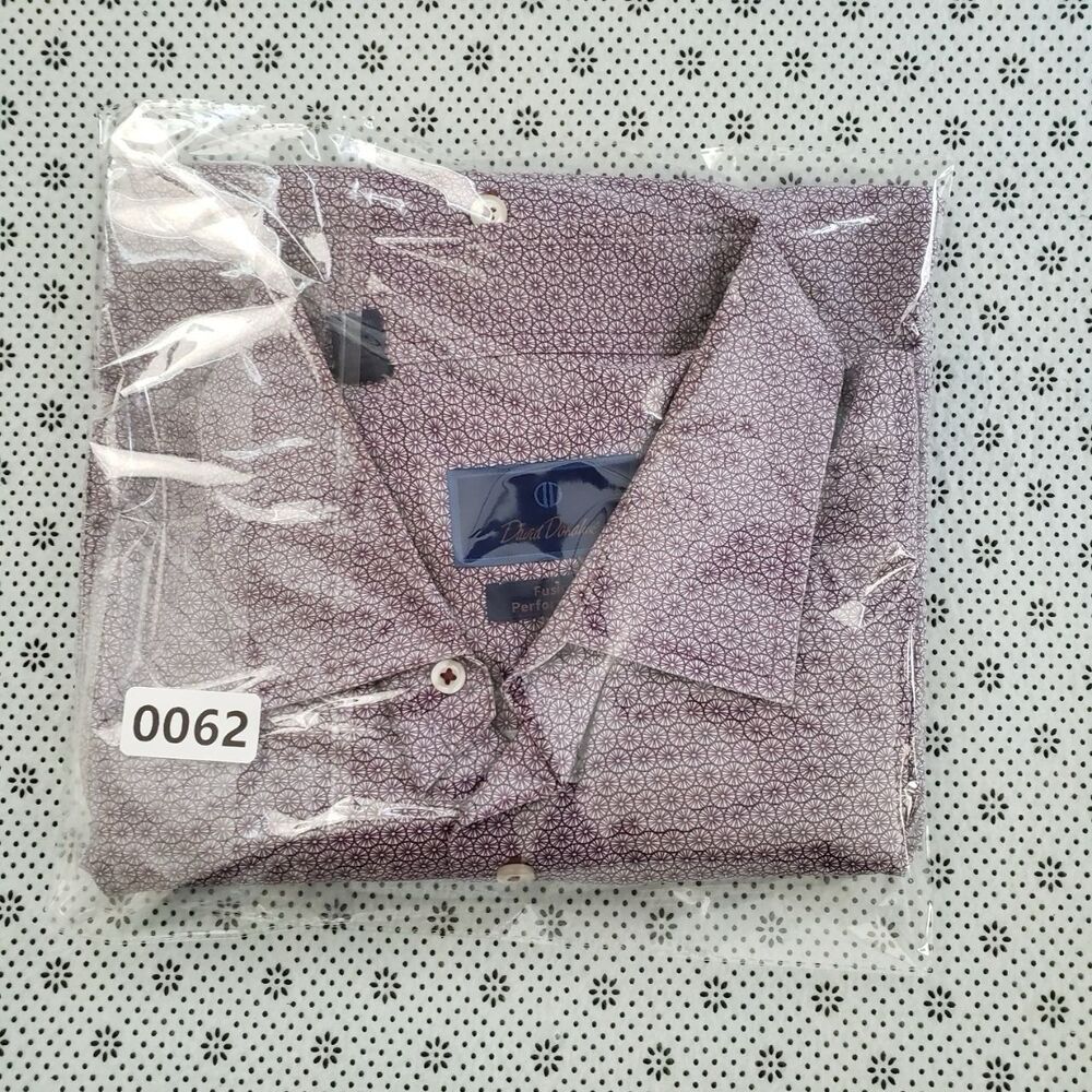David Donahue Mens FusionPerformance Shirt 18 XL XXL PurpleGeometric Print LS - Picture 9 of 9